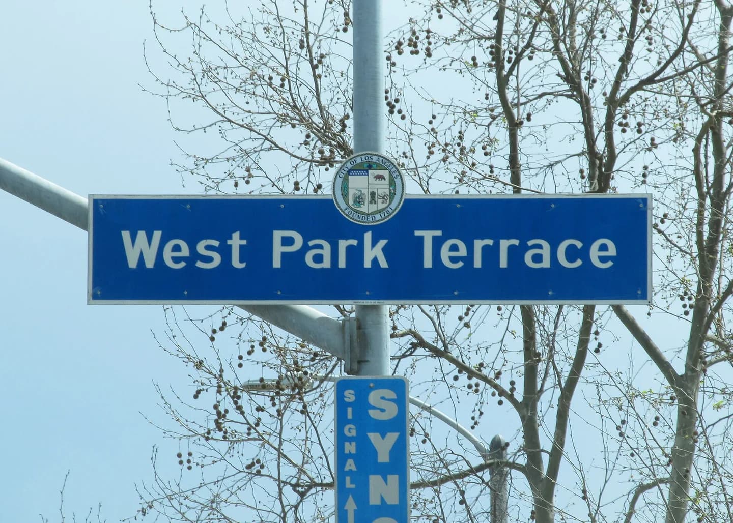 West Park Terrace Neighborhood Sign located on Van Ness Avenue south of Manchester Boulevard