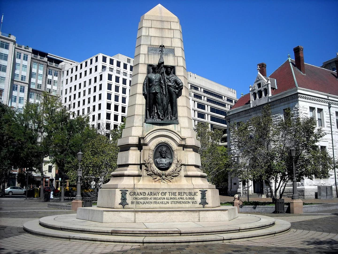 The Grand Army of the Republic Memorial (G.A.R. Memorial), also known as the Dr. Benjamin F. Stephenson Memorial, located at the intersection of 7th Street, C Street, and Pennsylvania Avenue, N.W., in the Penn Quarter neighborhood of Washin