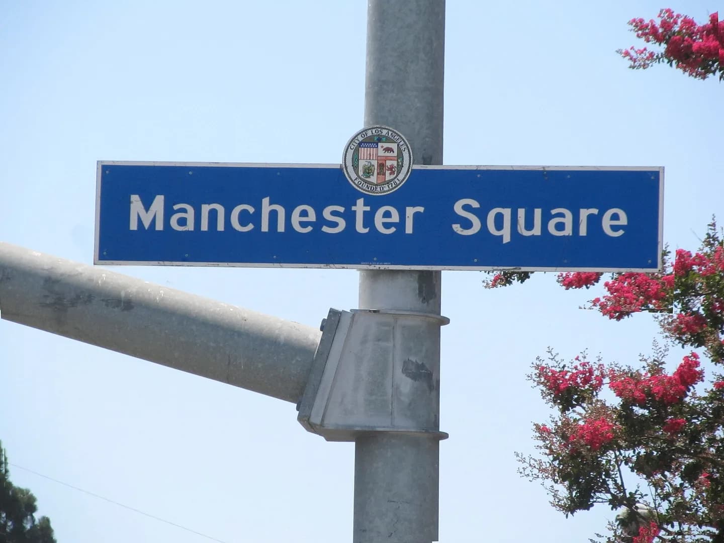 Signage for Manchester Square located at Vermont Avenue and 83rd Street