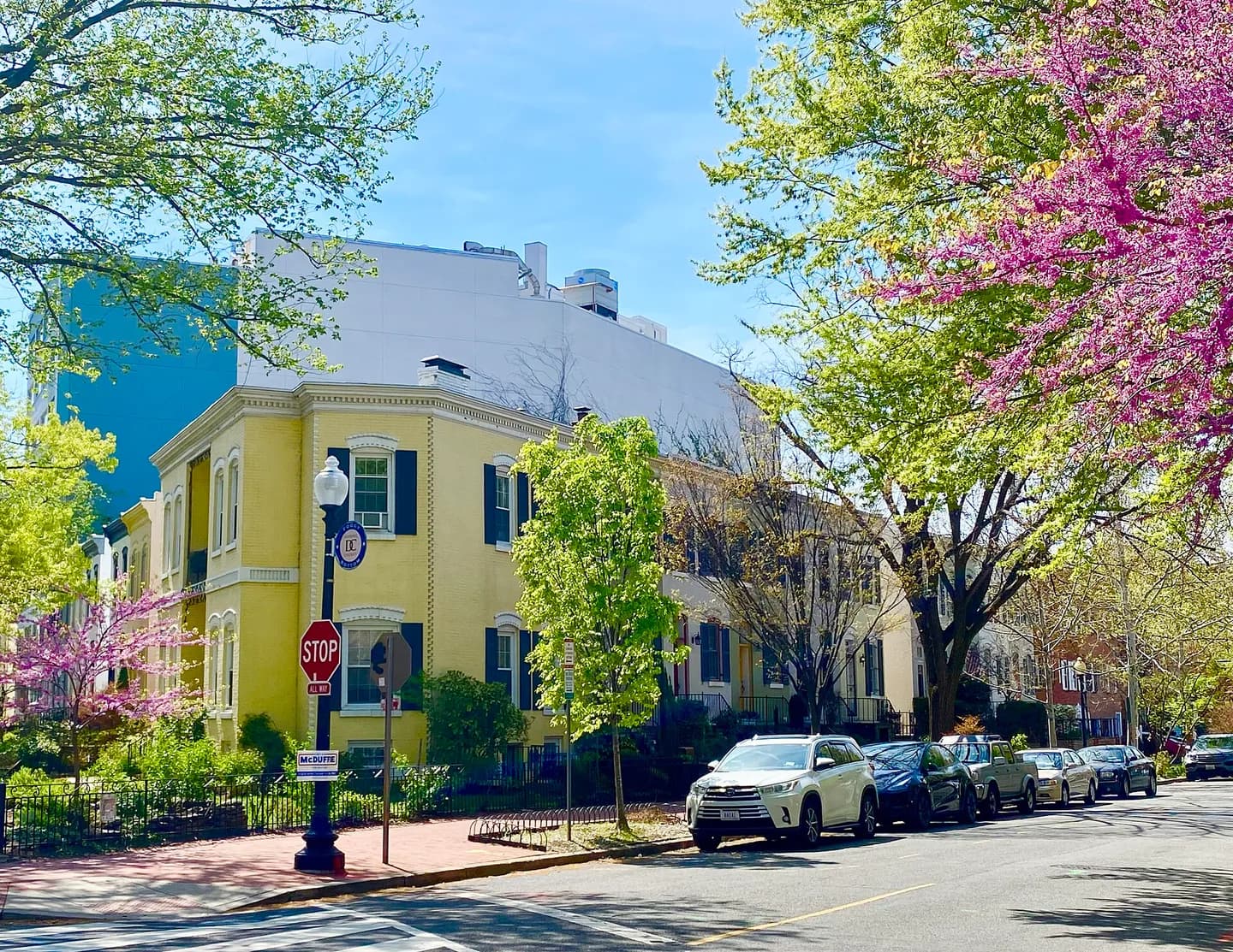 Rowhouses along I Street and New Hampshire Avenue, built c. 1886. Contributing properties in the Foggy Bottom Historic District
