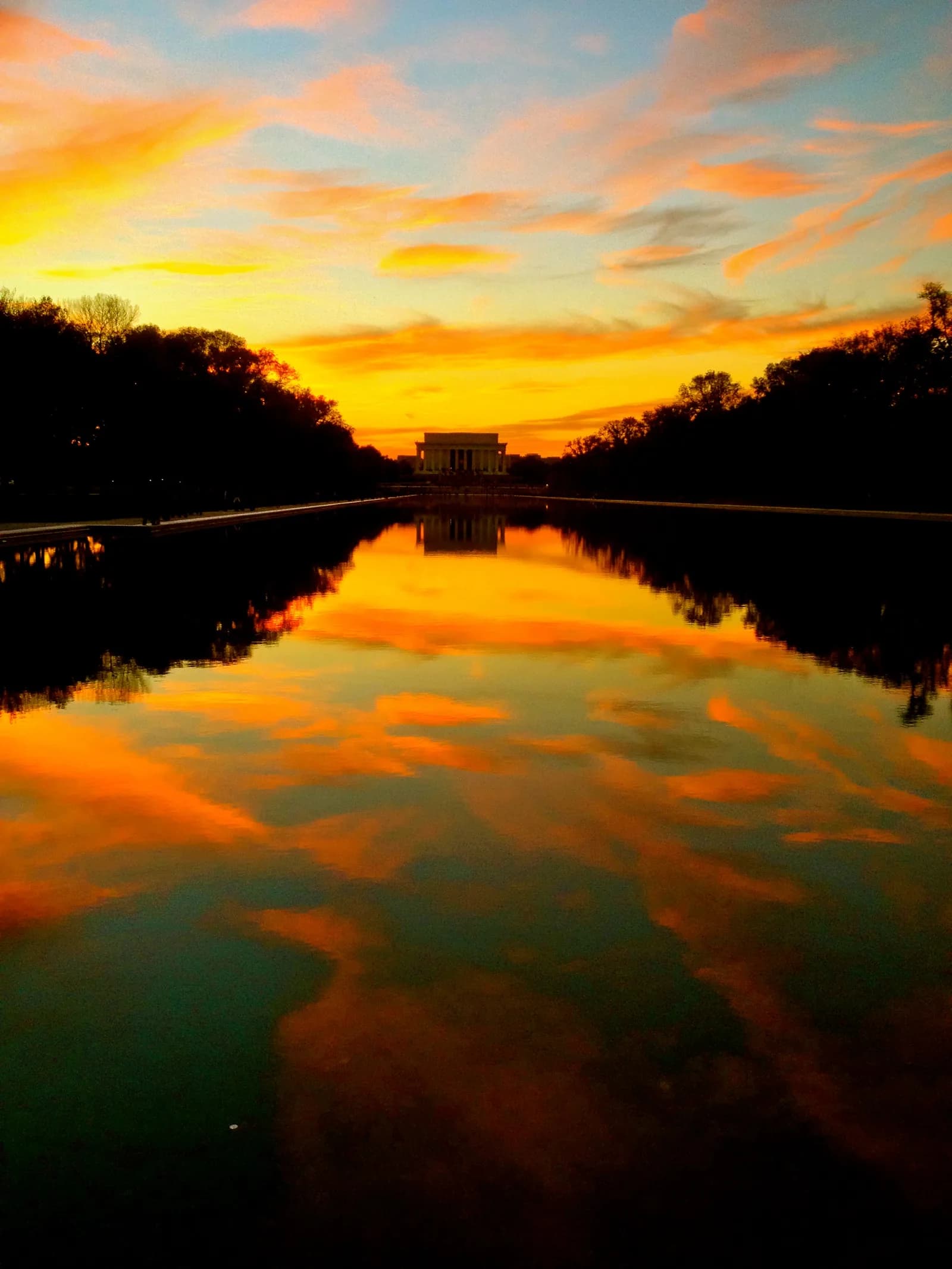 Lincoln Memorial and Reflecting Pool at sunset