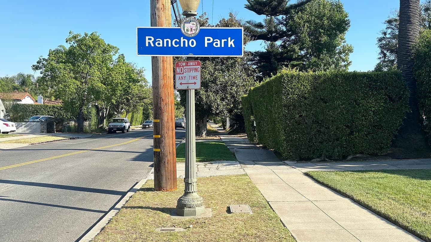 Sign Neighborhood Rancho Park, Los Angeles (located in West Los Angeles).