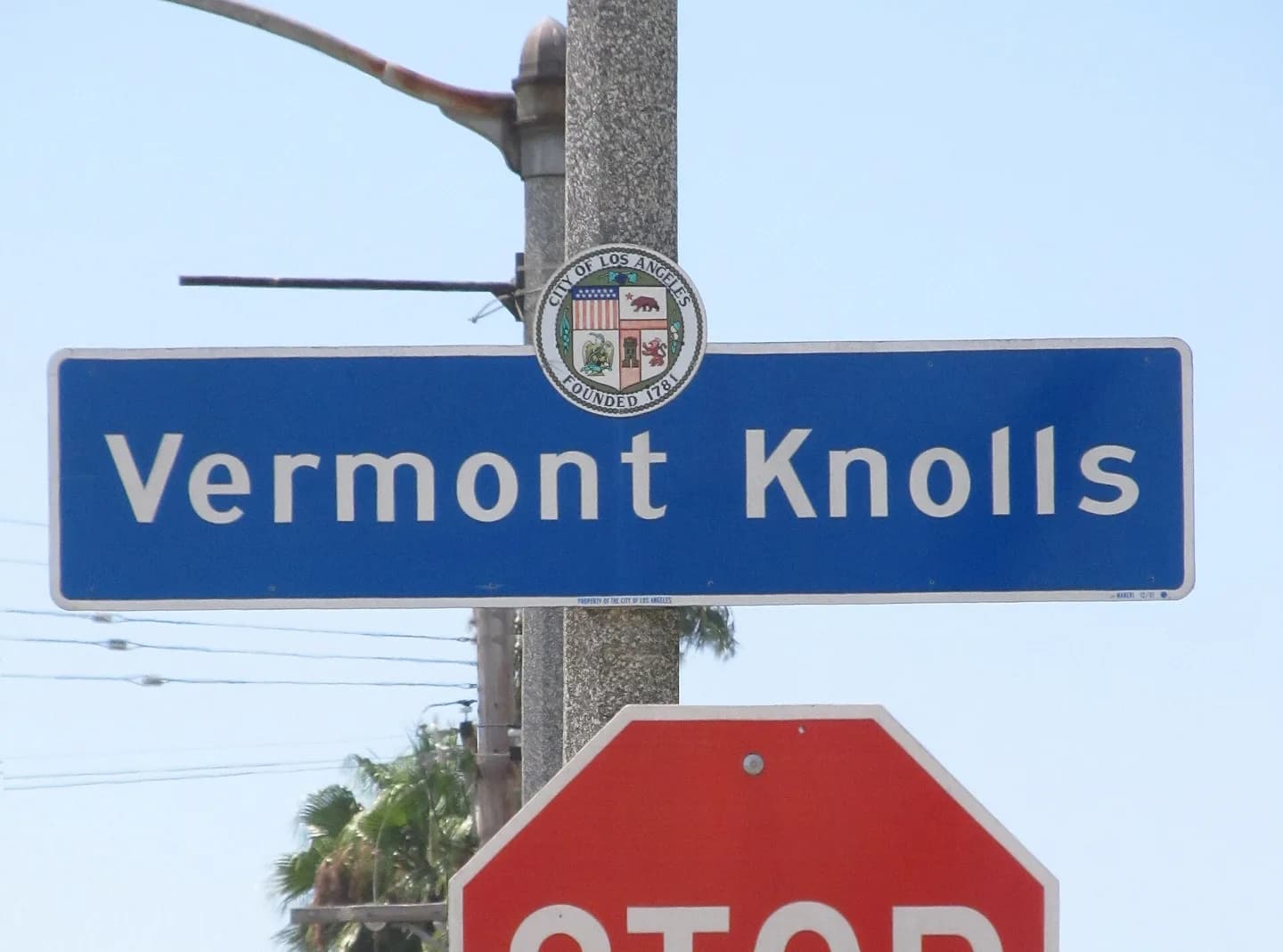 Signage for Vermont Knolls located at Vermont Avenue and 77th Street