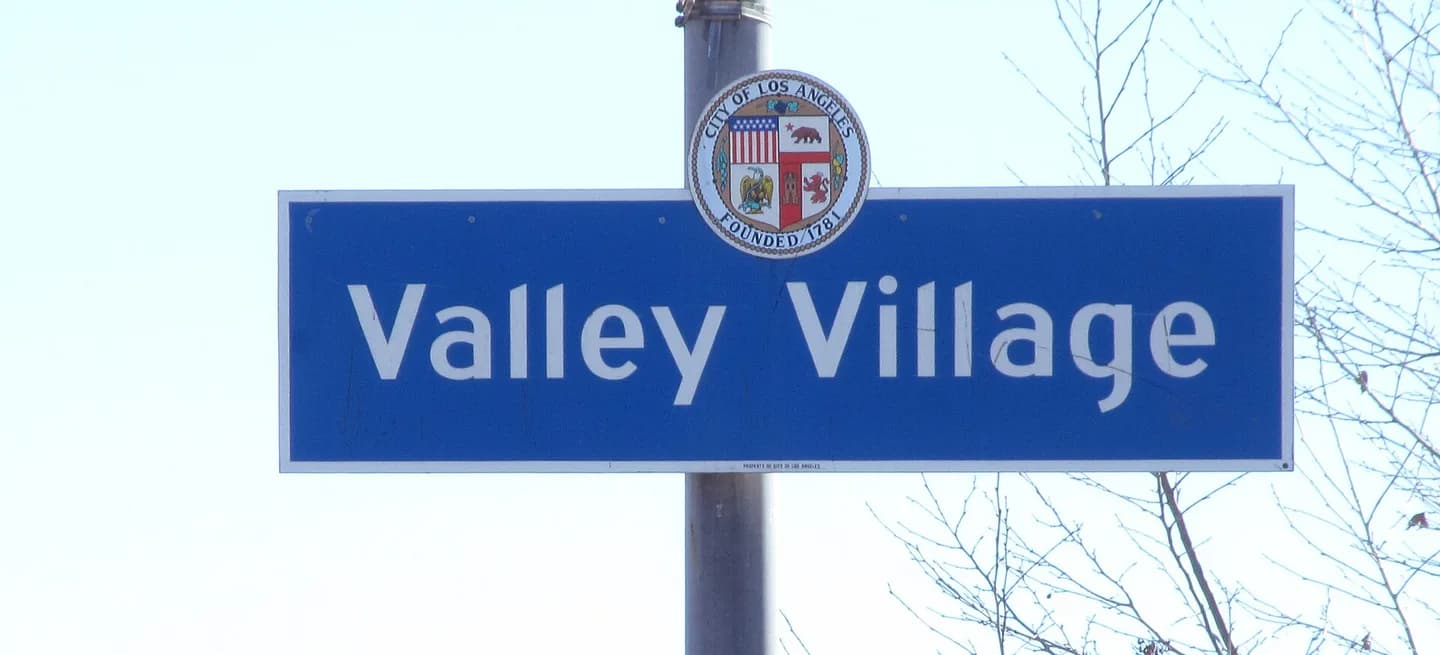 Valley Village Neighborhood Signage located on the south side of Burbank Boulevard at Laurel Canyon Avenue