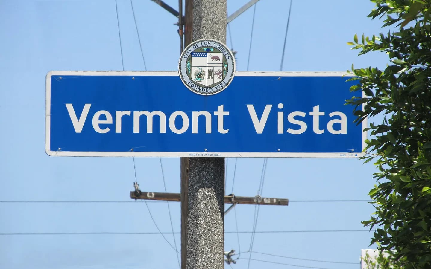 Vermont Vista Neighborhood Signage located on Vermont Avenue between 99th Street and Century Boulevard