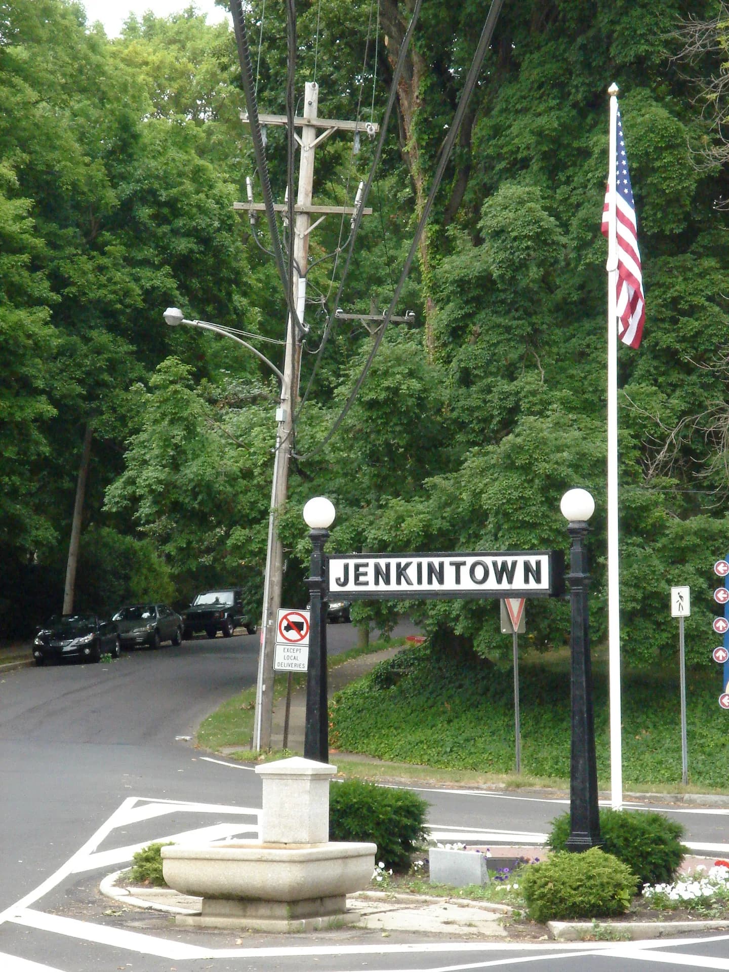 Town sign in Jenkintown, PA, USA