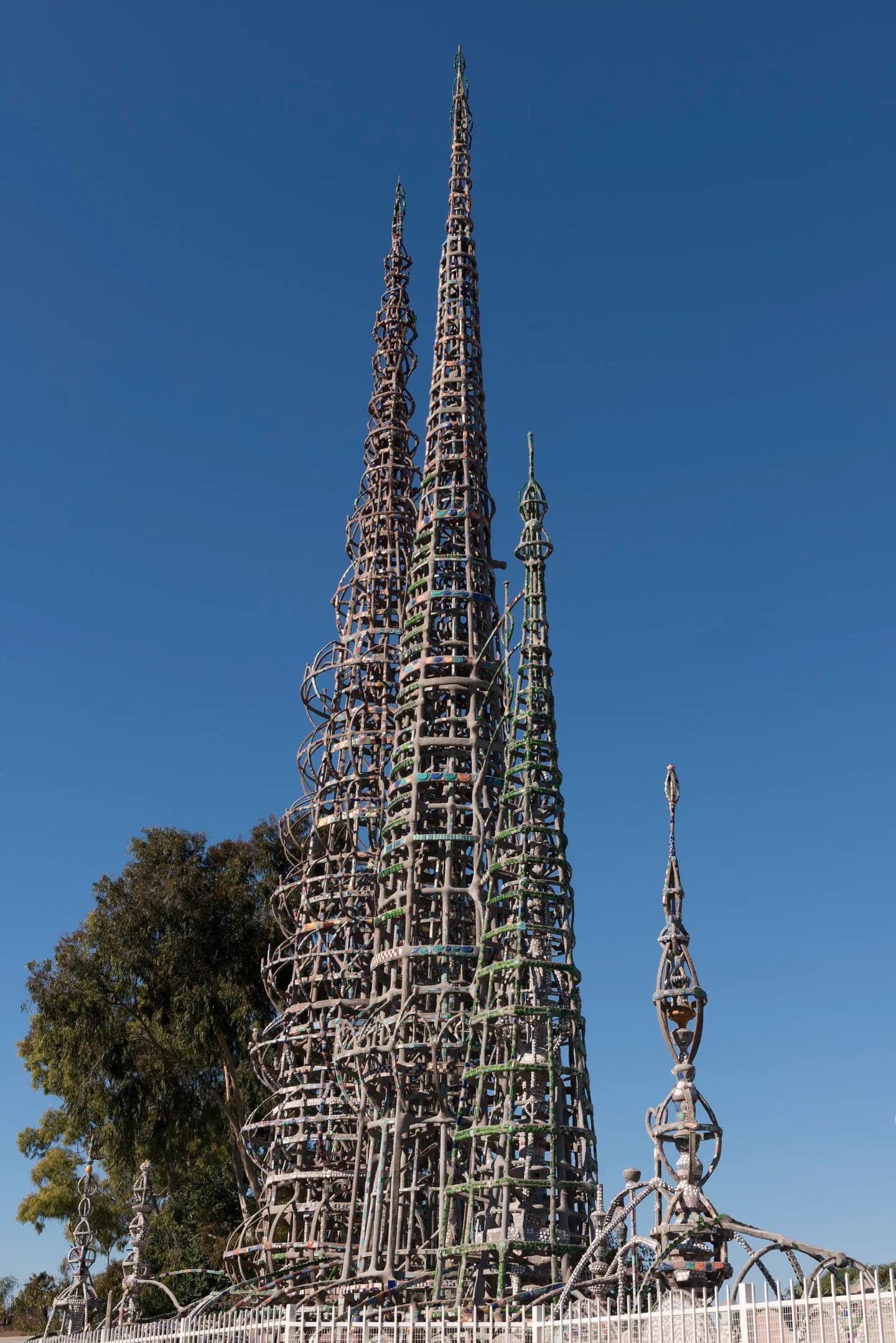 Title: Part of Watts Towers, a collection of structures and art in the low-income Watts section of Los Angeles, California Physical description: 1 photograph : digital, tiff file, color. Notes: Title, date, and keywords provided by the pho